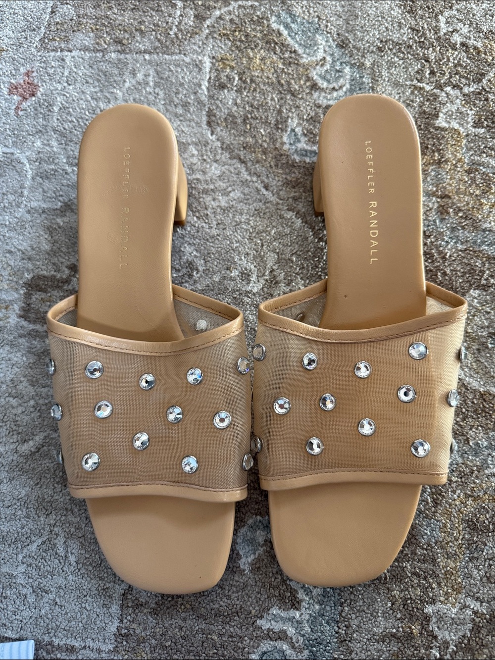 Loeffler Randall Brooke Mesh Mid-Heel Mule Sandals With Crystal size 8